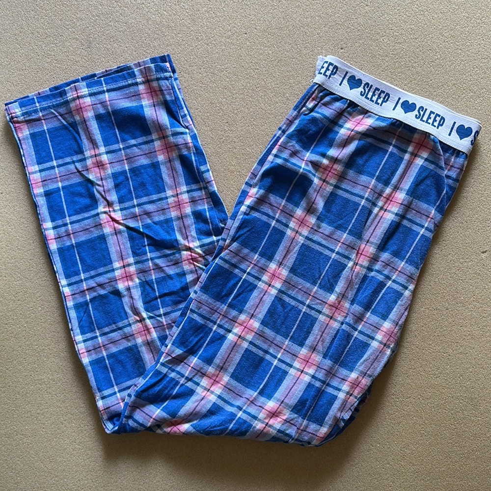 Women’s Plaid I Love Sleep Pajama Pants Size XL